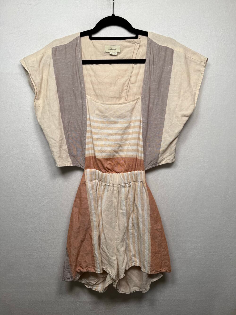 Elevenses by Anthropology Linen Blend Romper, Size S